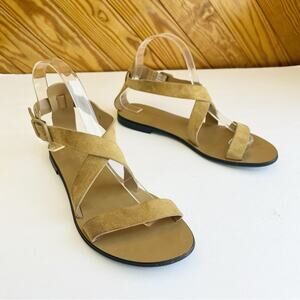 EVERLANE Modern Wrap Sandal Strappy Suede Flat Sandals Tan